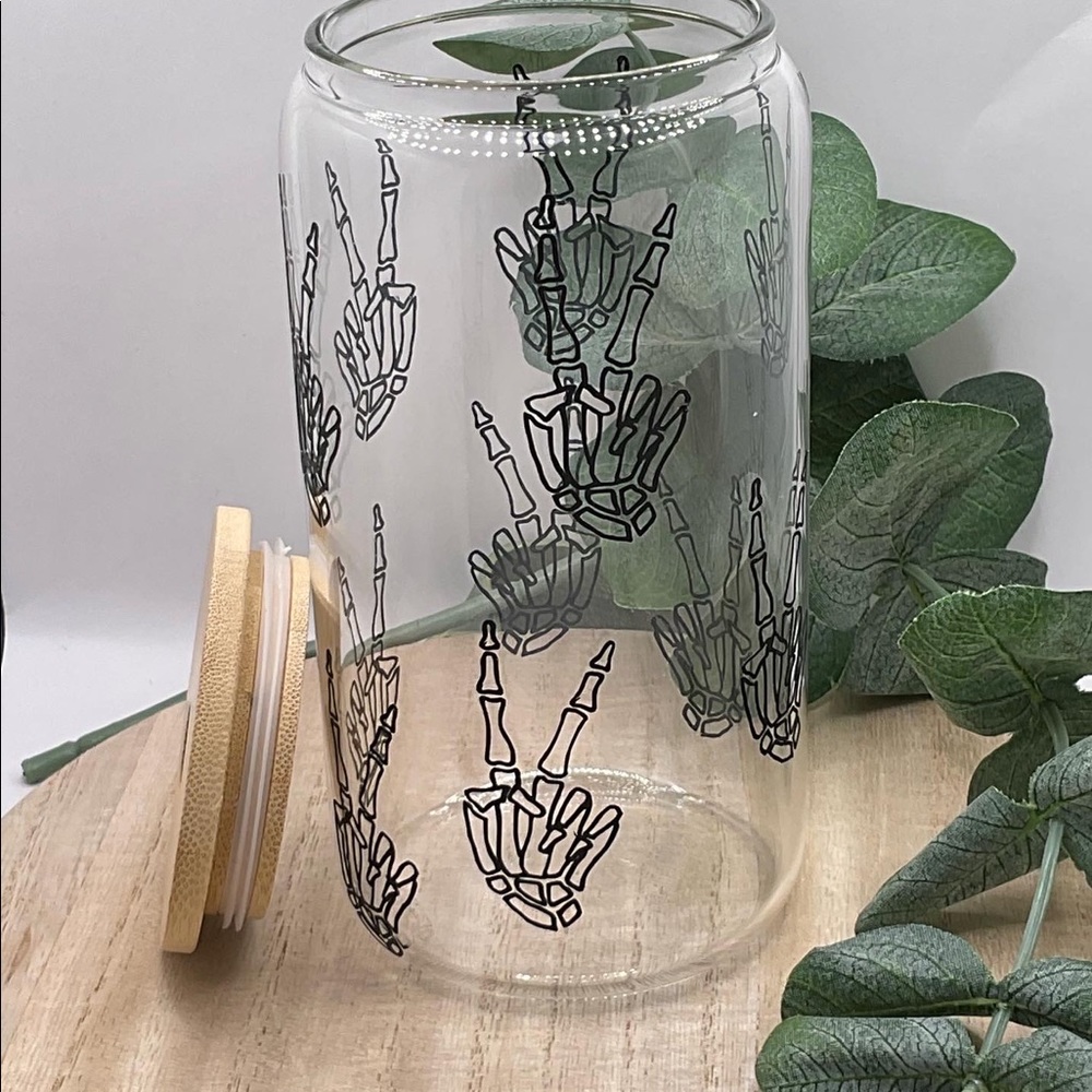 Skeleton Hands Glass Cup